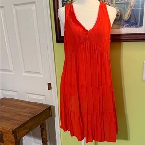 Vibrant Coral Sleeveless Dress
